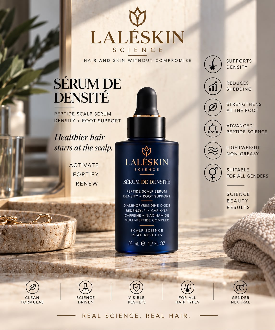 Sérum de Densité™ — Peptide Scalp Serum for Density + Root Support